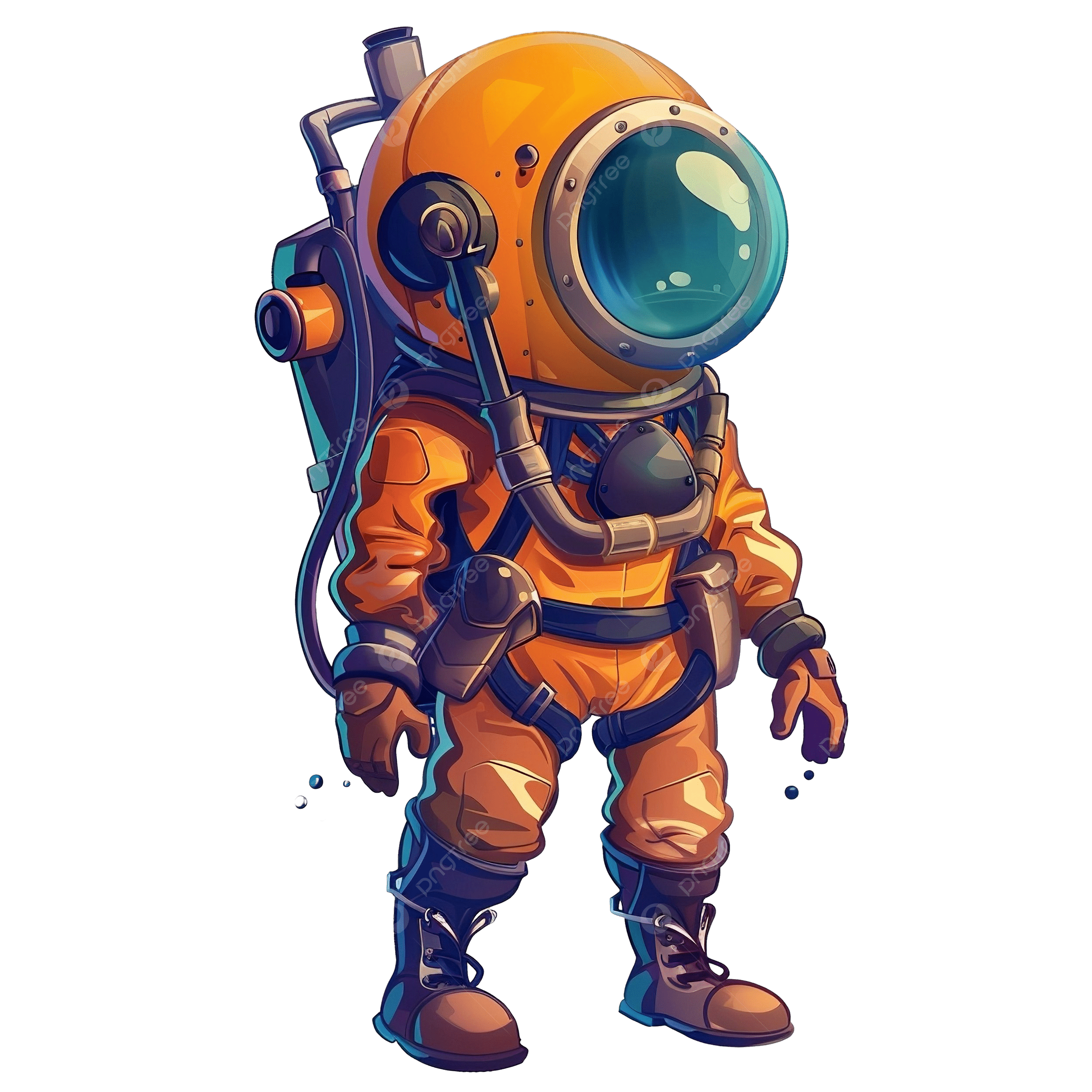 Cartoon deep-sea diver